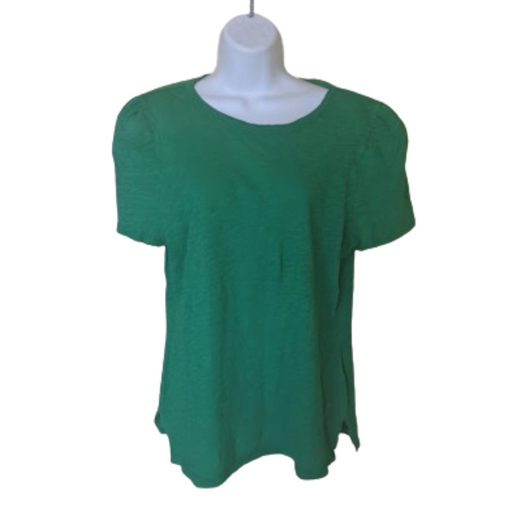 ---  Kelly Green Cotton T-Sihirt with Slightly Puffy Sleeves Size XL